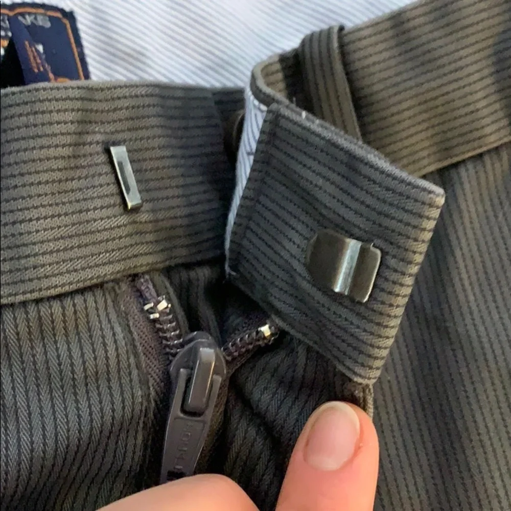 Gap Tailored Straight Fit Striped Grey Khakis